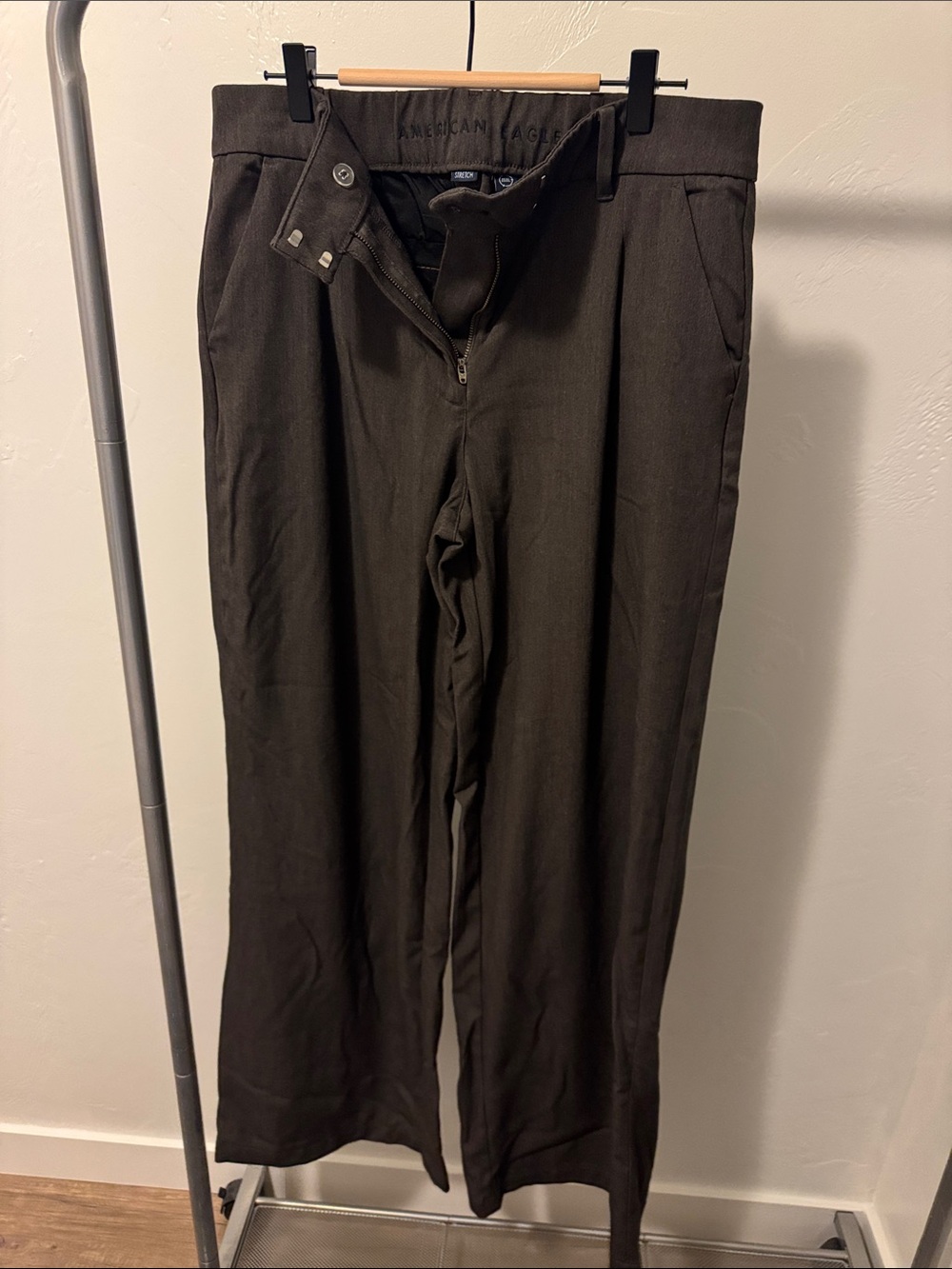 American Eagle Outfitters Dark Brown Women's Straight-Leg Trousers